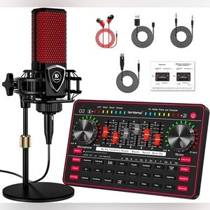 Podcast Bundle w/ Audio Mixer Board, Condenser Microphone